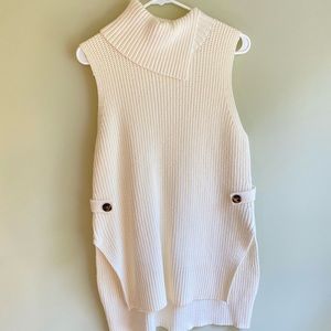 Anthropologie Cream Hi-low Sweater Vest Size S NWOT